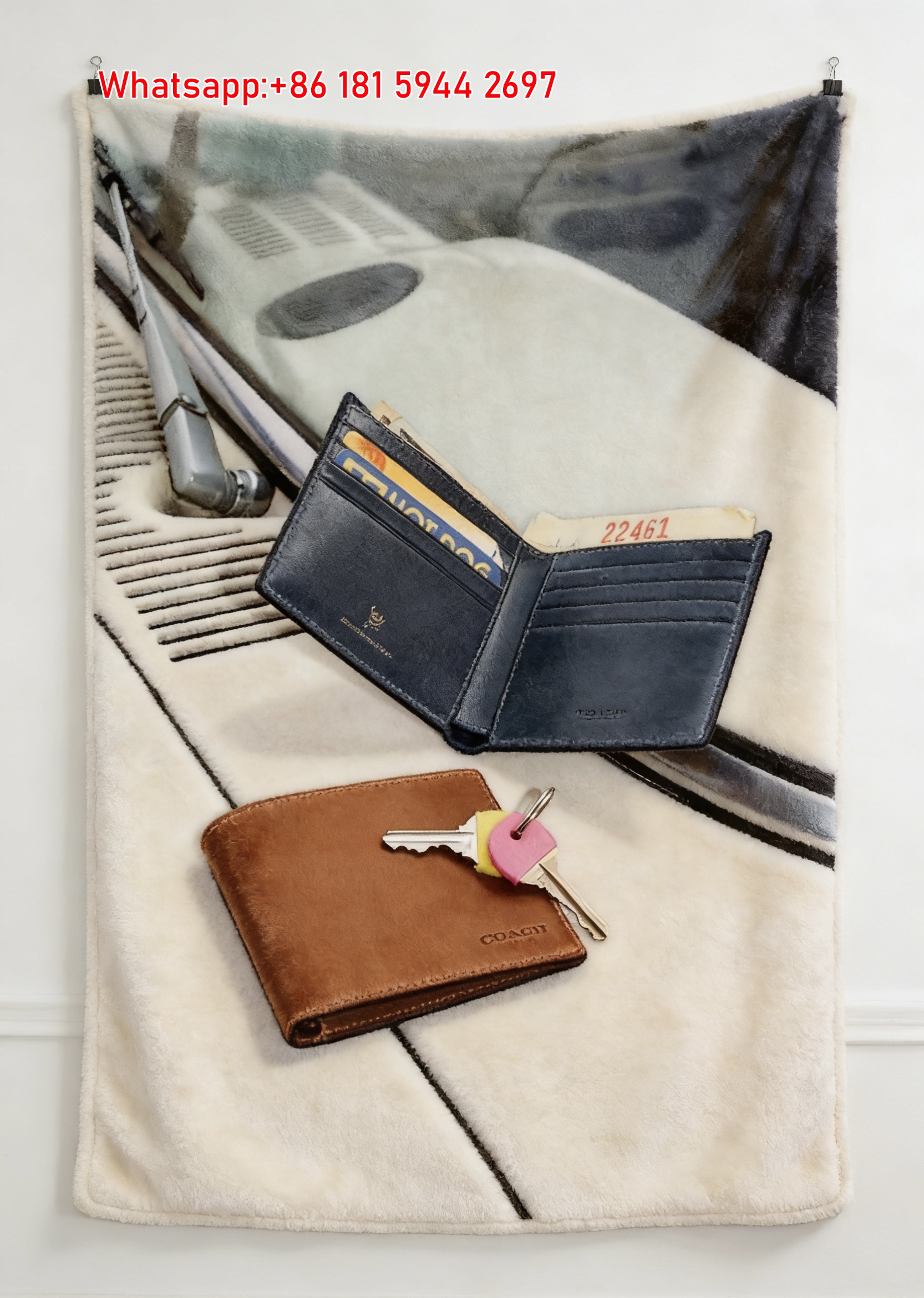 Coach Leather Wallets Keys Car Flannel Throw Blanket for Sofa and Wall Decor C363